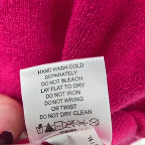Quince Hot Pink Raspberry Mongolian Shrunken Cashmere Sweater Size XL - Picture 11 of 12